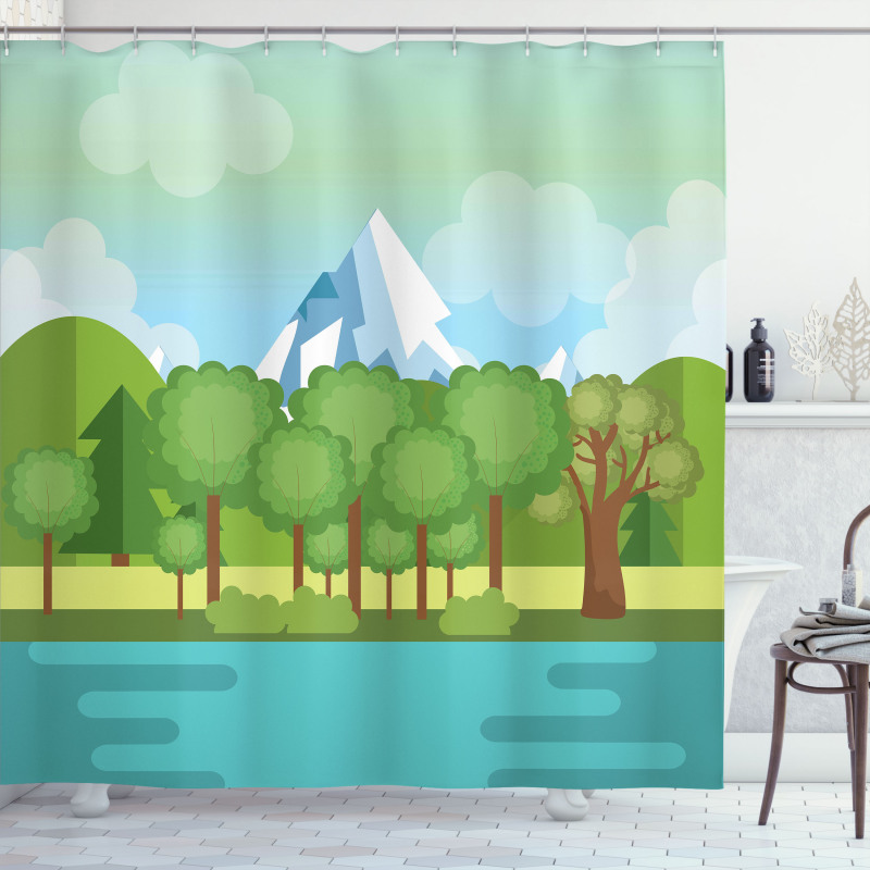 Mountains Lake Trees Shower Curtain