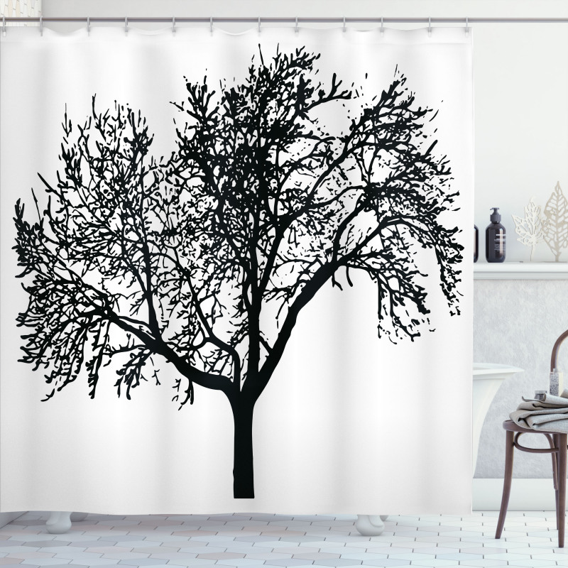 Bare Branches Silhouette Art Shower Curtain