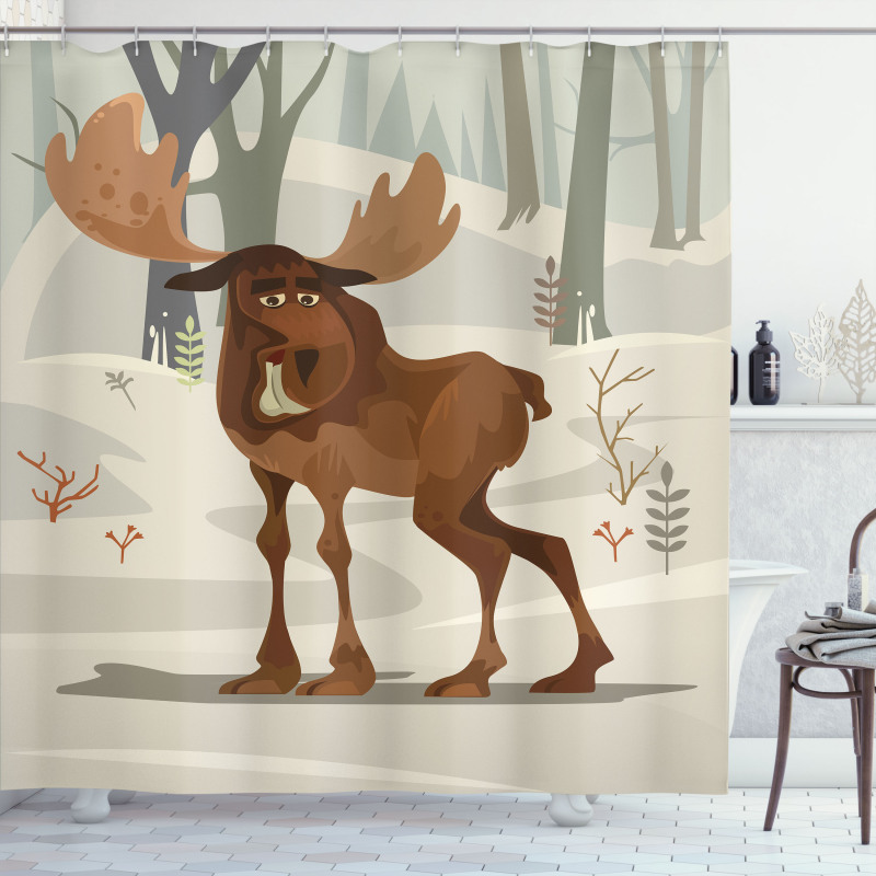 Funny Elk Mascot Shower Curtain