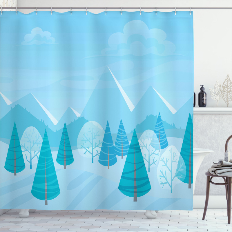 Christmas Pines Alps Shower Curtain