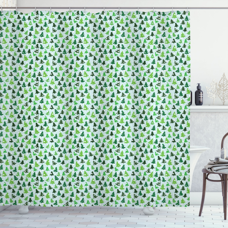 Green Silhouettes Shower Curtain