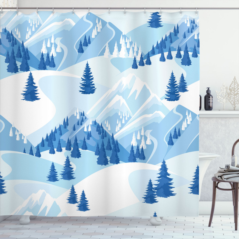 Snowy Fir Forest Shower Curtain