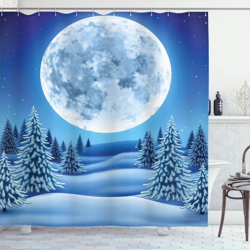 Snowy Hills Pattern Shower Curtain