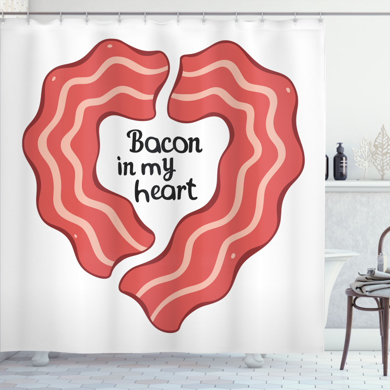 Yummy Bacon in My Heart Shower Curtain