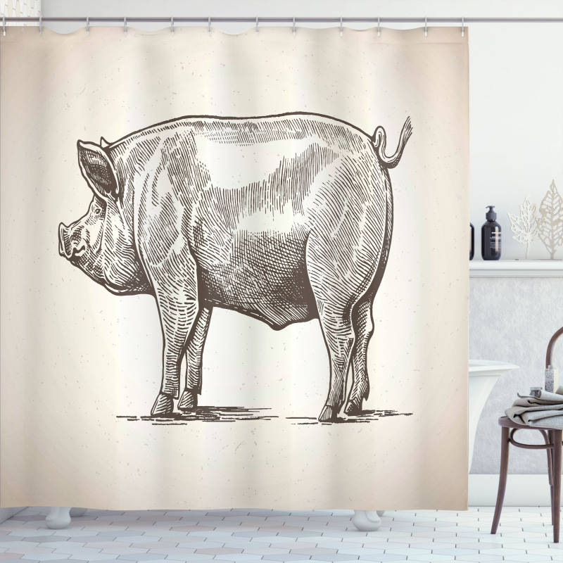 Vintage Hand-Drawn Image Shower Curtain