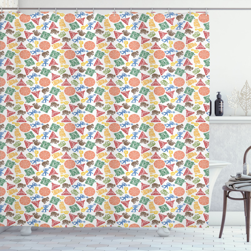 Orante Aztec Motif Shower Curtain