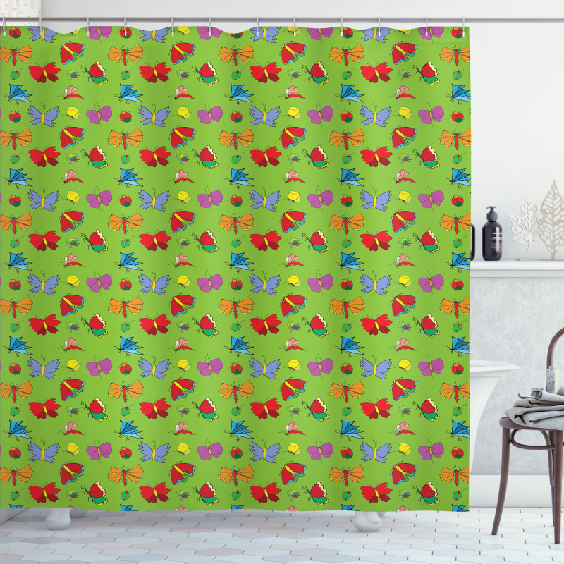 Colorful Bugs Insects Shower Curtain