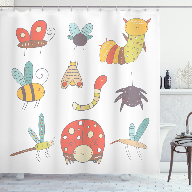 Nursery Doodle Bugs Shower Curtain