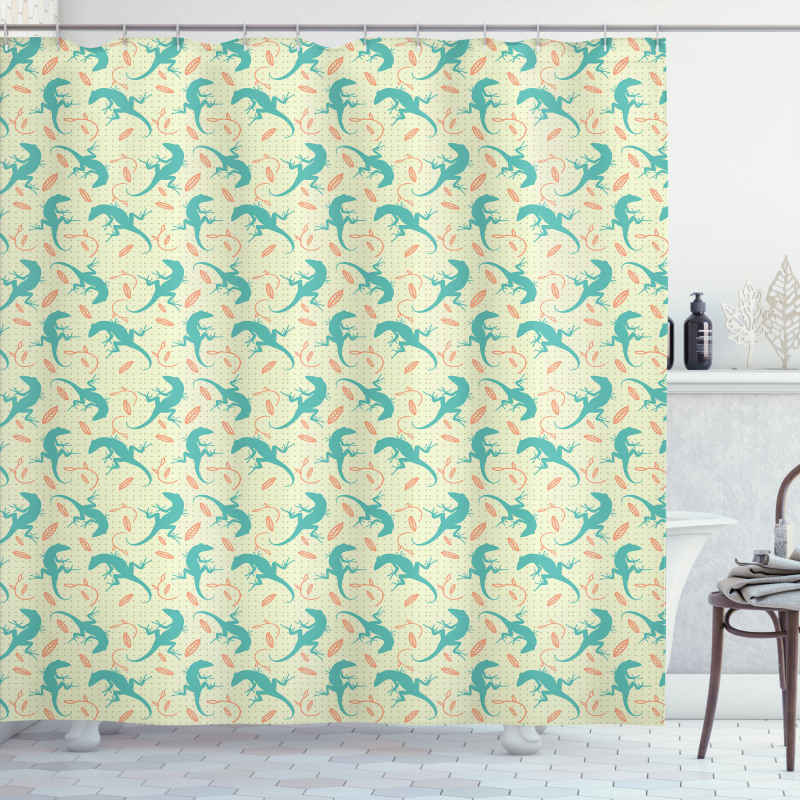 Reptiles with Leaves Shower Curtain