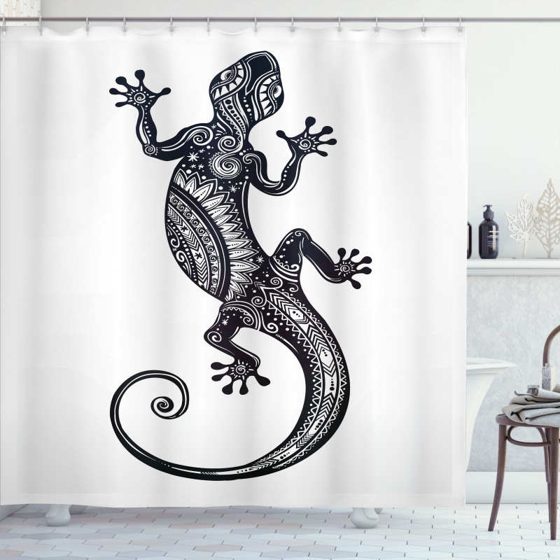 Flower Chevron Lizards Shower Curtain