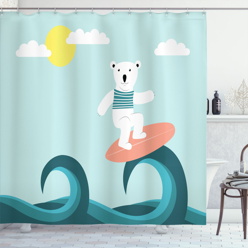 Surfing on Waves Shower Curtain