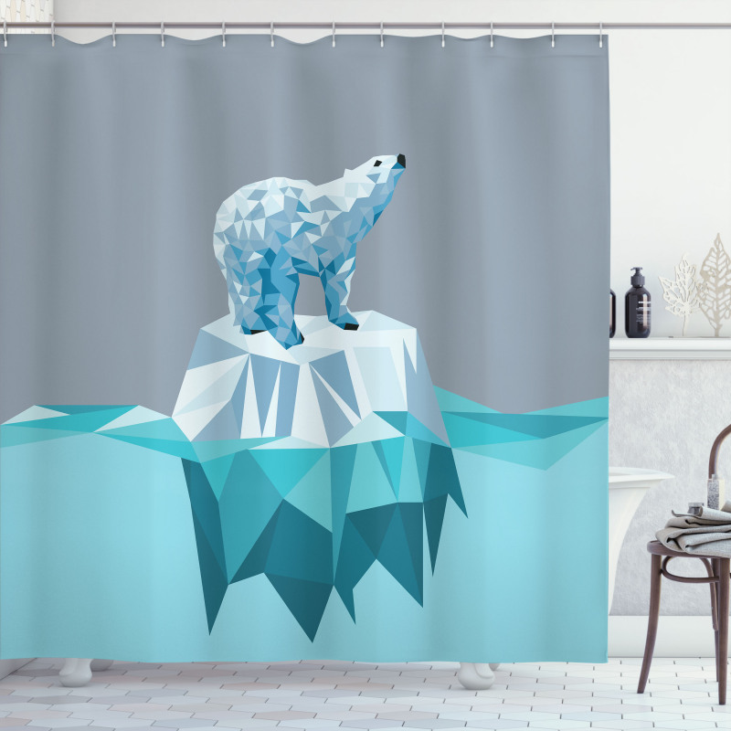 Fractal Bear Iceberg Shower Curtain