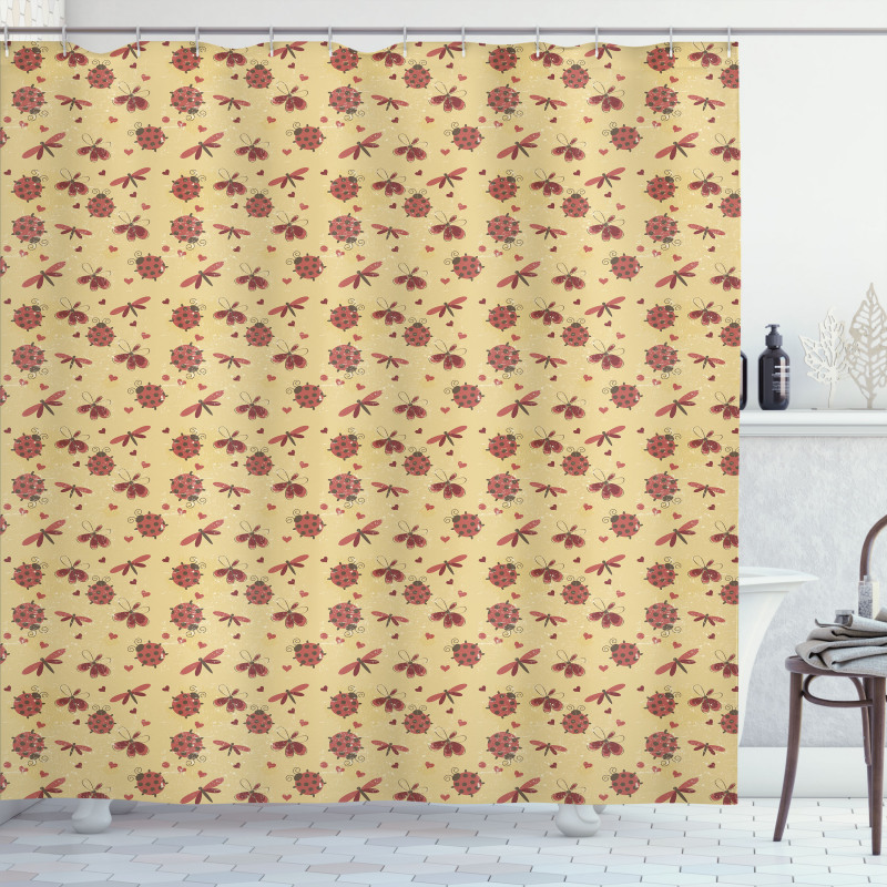Dragonflies and Hearts Shower Curtain