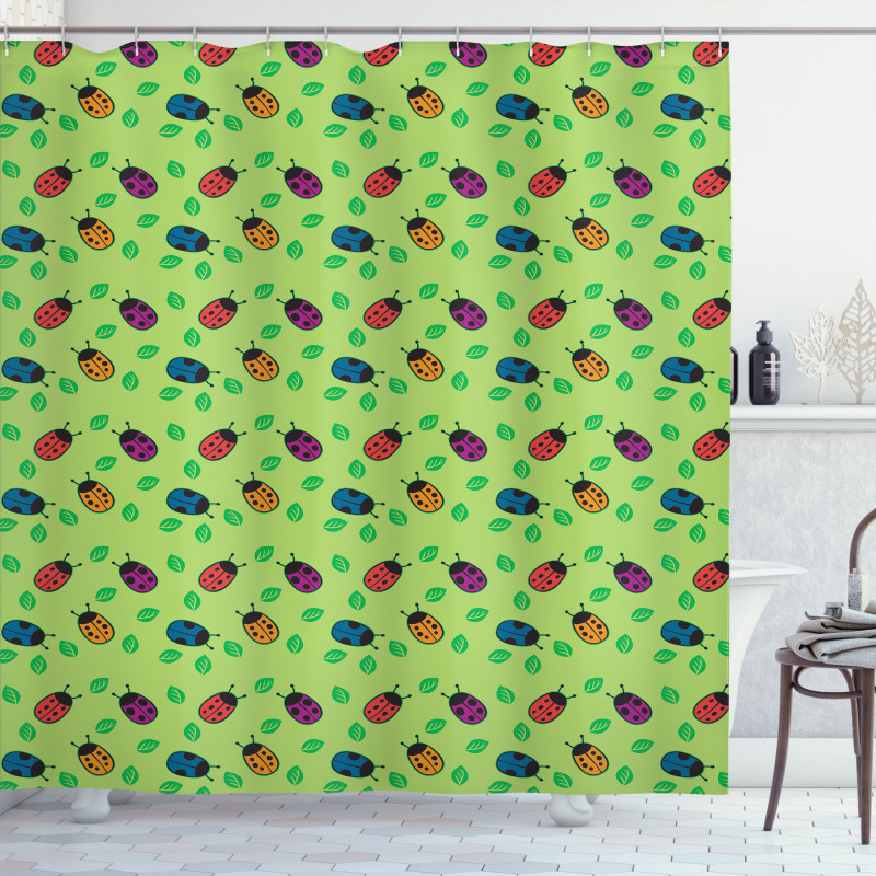 Luck Bugs Girls Shower Curtain