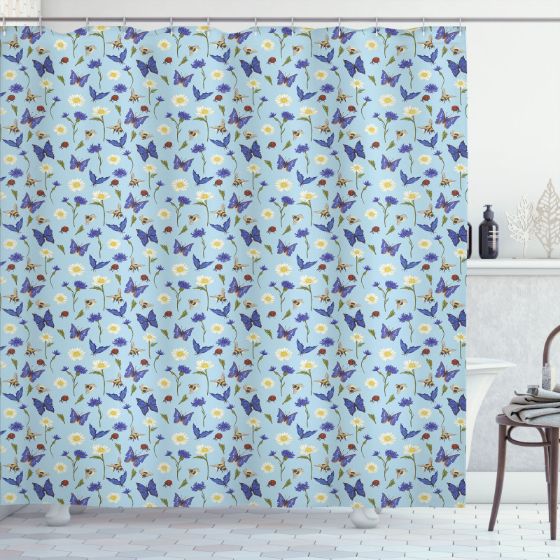 Spring Bees Botany Shower Curtain