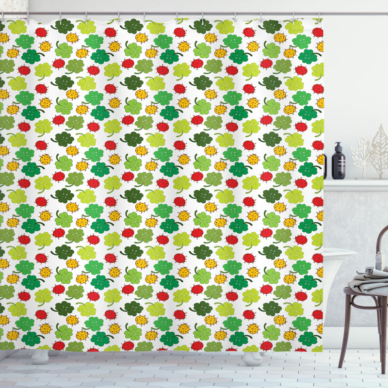 Clover Leaves Floral Shower Curtain