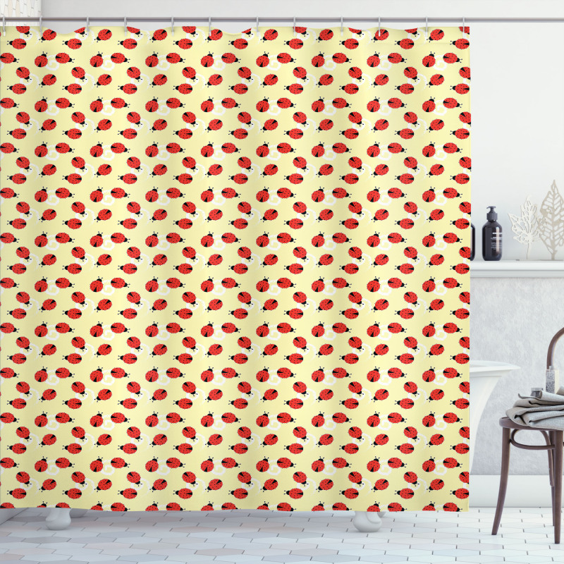 Ladybugs and Swirls Shower Curtain