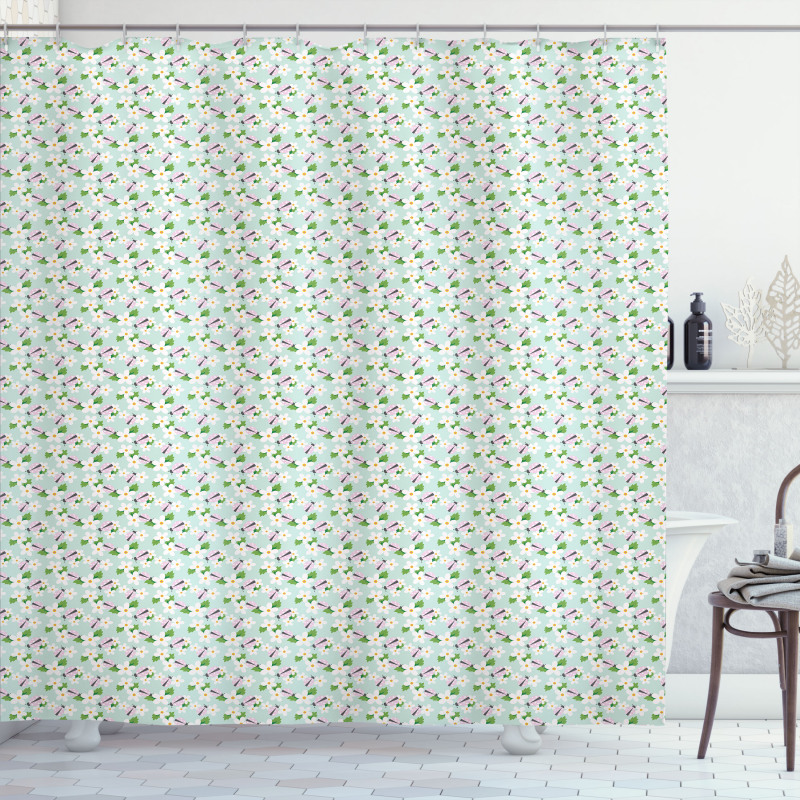 Blooming Flowers Bugs Shower Curtain