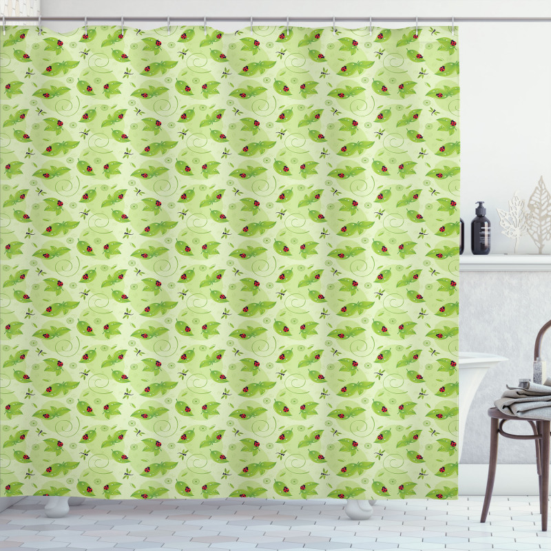 Foliage Dragonflies Shower Curtain