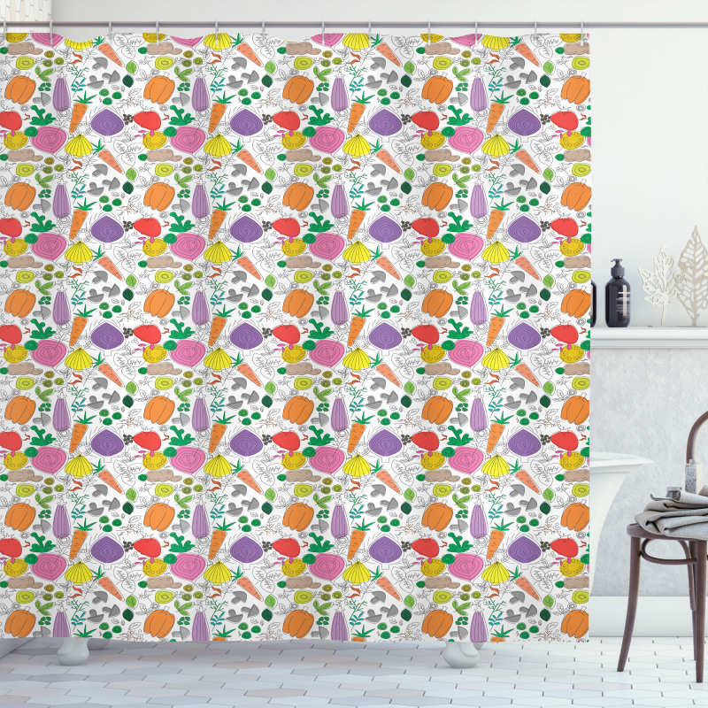 Childish Drawing Food Shower Curtain