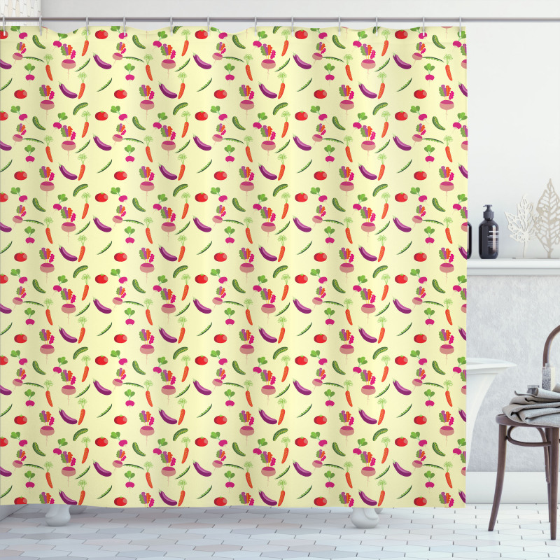 Pea Tomato Carrot Shower Curtain