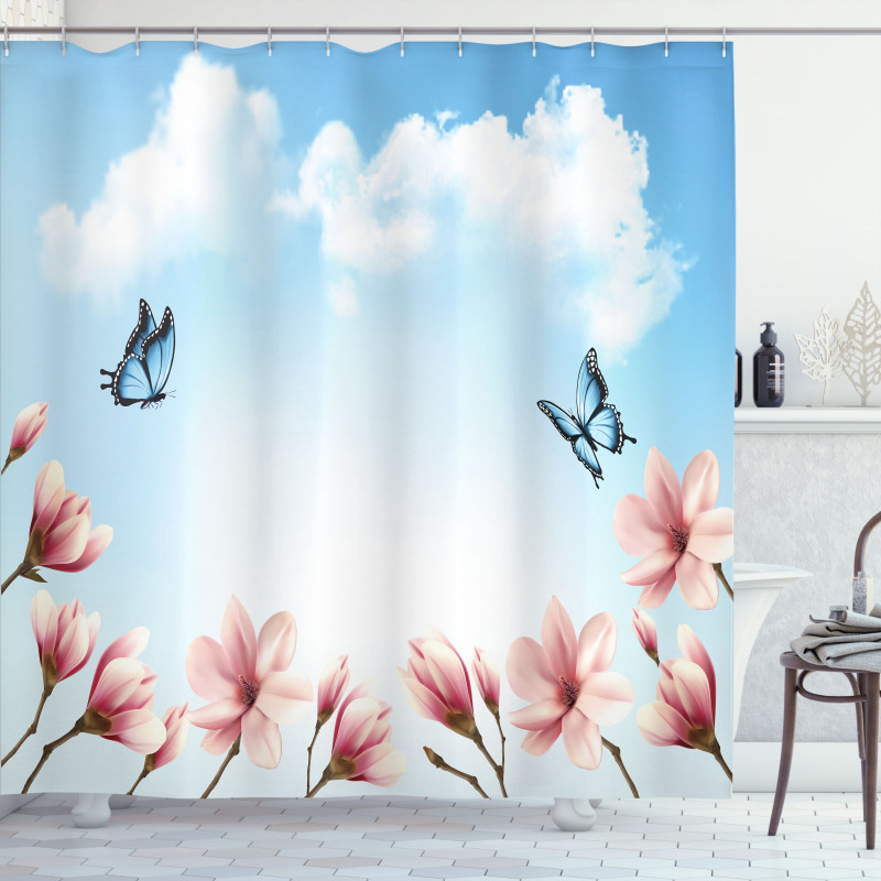 Magnolia Branches Bugs Shower Curtain