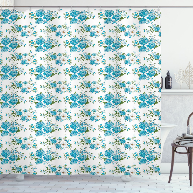 Daisy and Roses Flower Shower Curtain