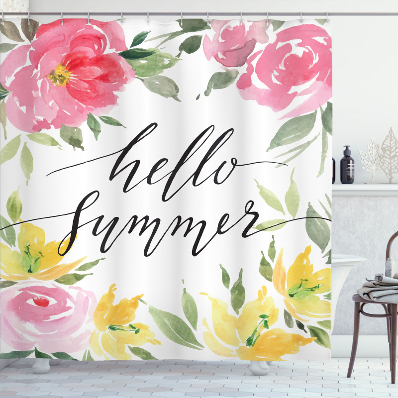 Hand Lettering Summer Shower Curtain