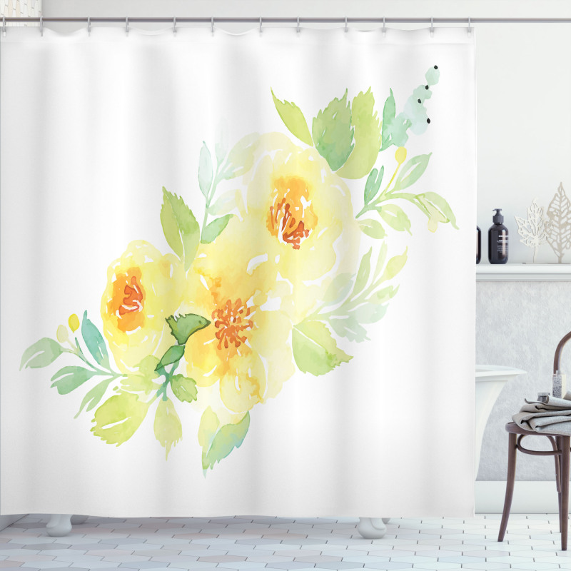 Watercolor Nature Flower Shower Curtain
