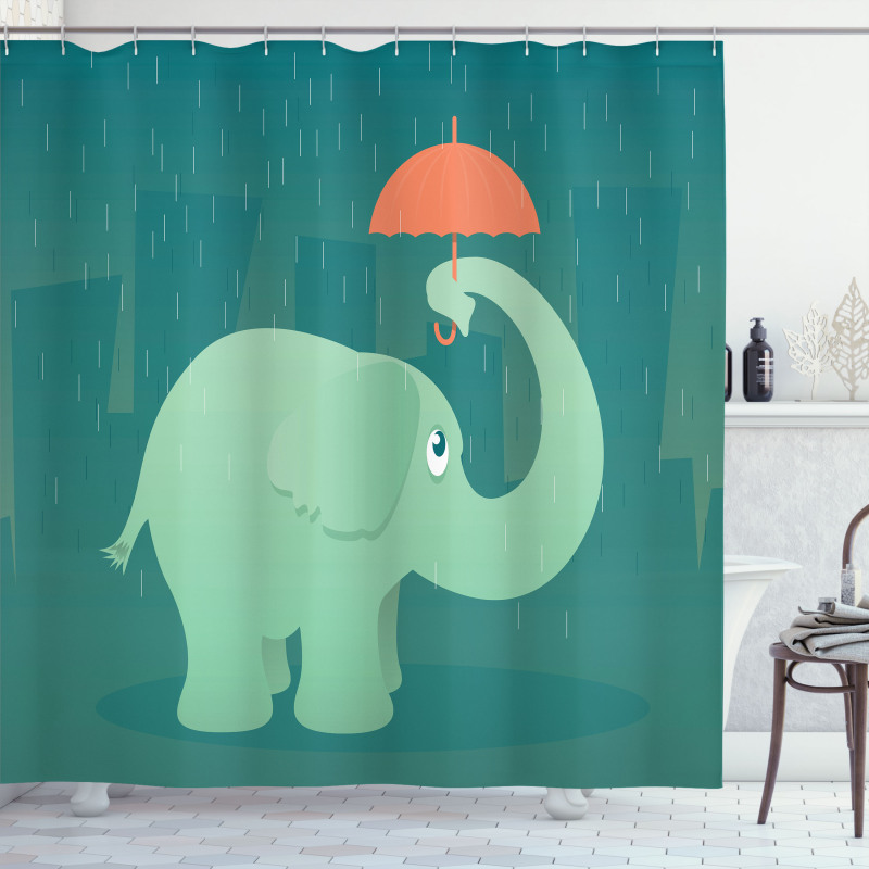 Elephant Holding Umbrella Shower Curtain