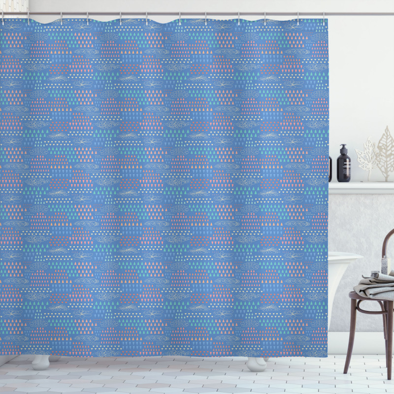 Scribbled Linear Clouds Shower Curtain