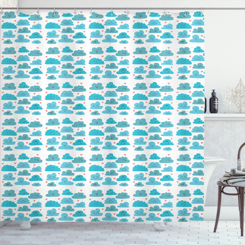 Doodle Clouds Emotions Shower Curtain