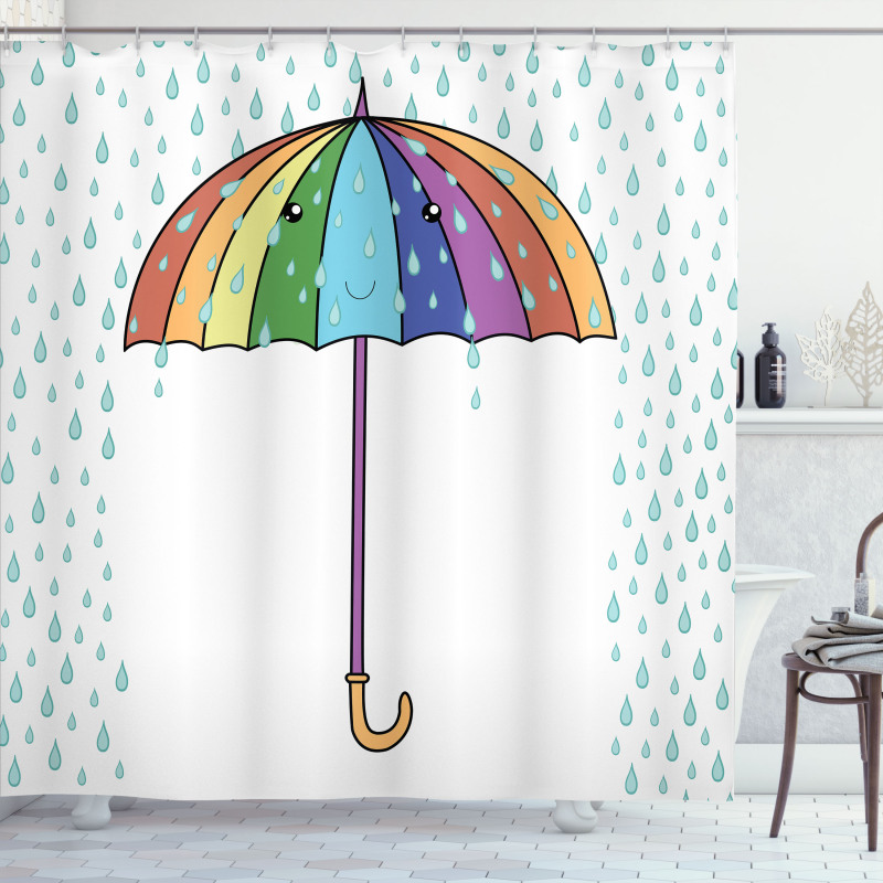 Cartoon Umbrella Rainfall Shower Curtain