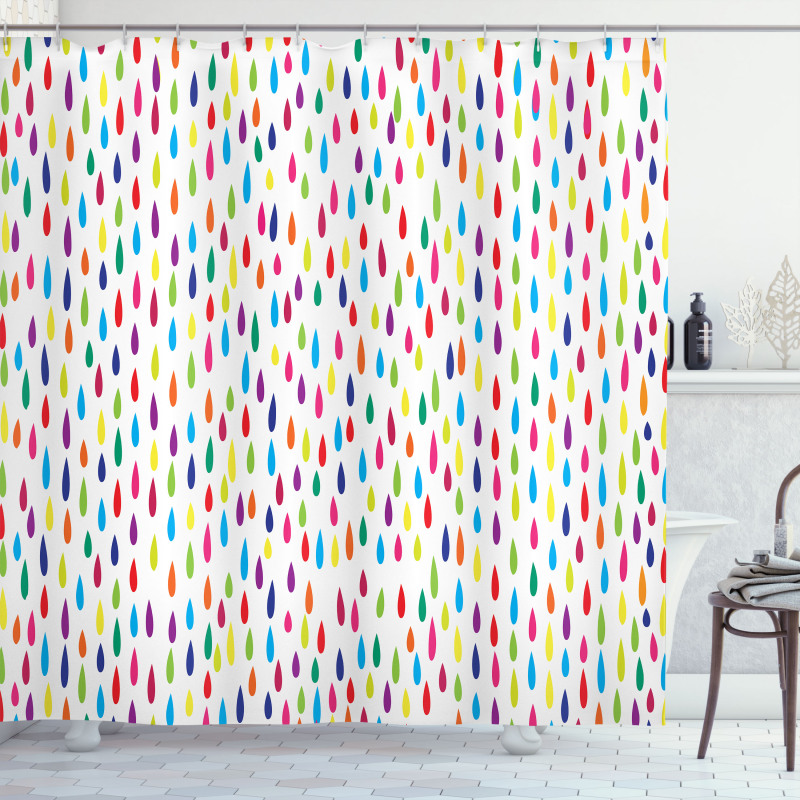 Rainbow Colors of Raindrop Shower Curtain