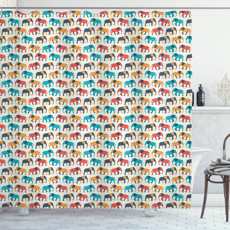 Retro Colorful Safari Shower Curtain