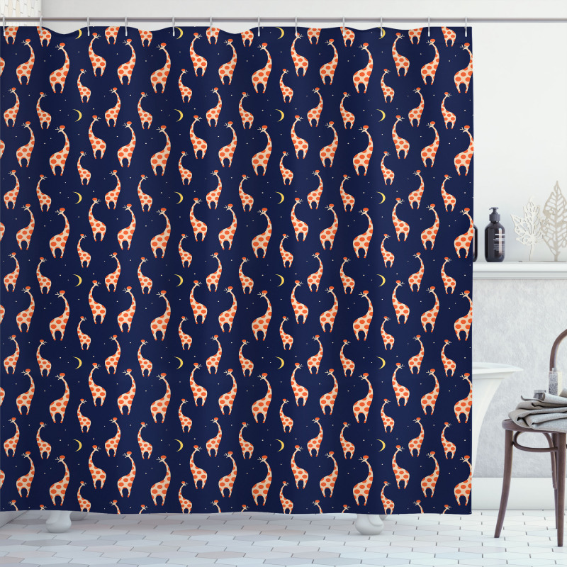 Funny Animals Night Sky Shower Curtain