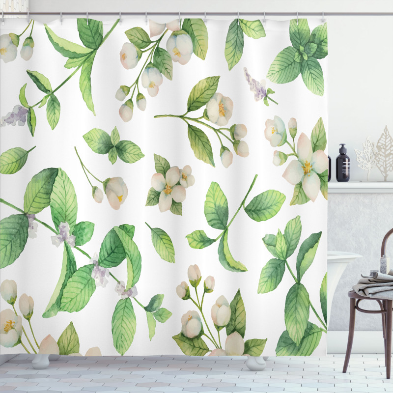 Springtime Floral Buds Shower Curtain