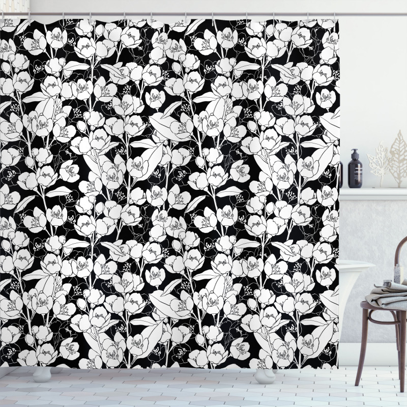 Blossoming Jasmine Pattern Shower Curtain
