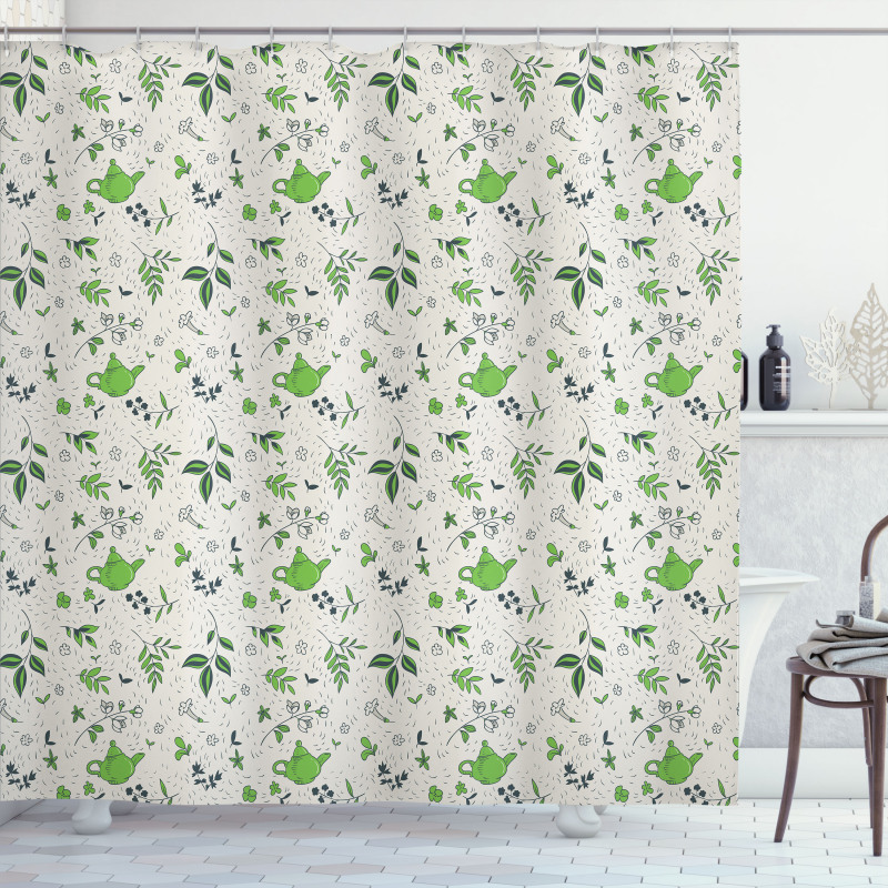 Exotic Herbal Tea Leaf Shower Curtain