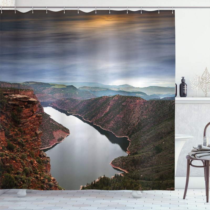 Mountain River Scenery Shower Curtain