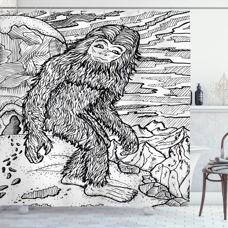 Mythical Yeti Creature Shower Curtain