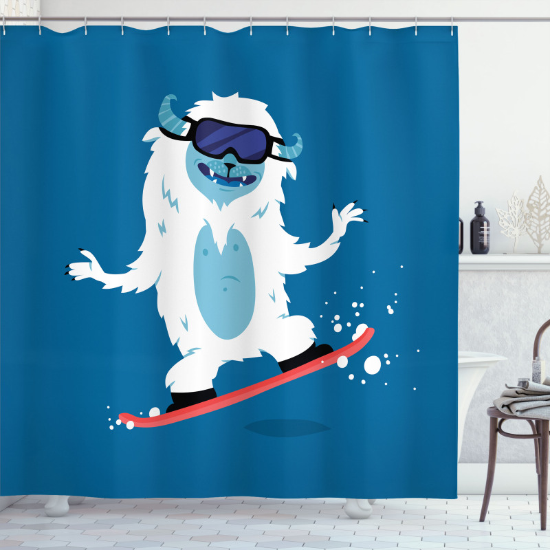 Yeti Snowboard Winter Shower Curtain