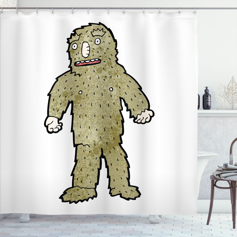 Quirky Grungy Bigfoot Shower Curtain