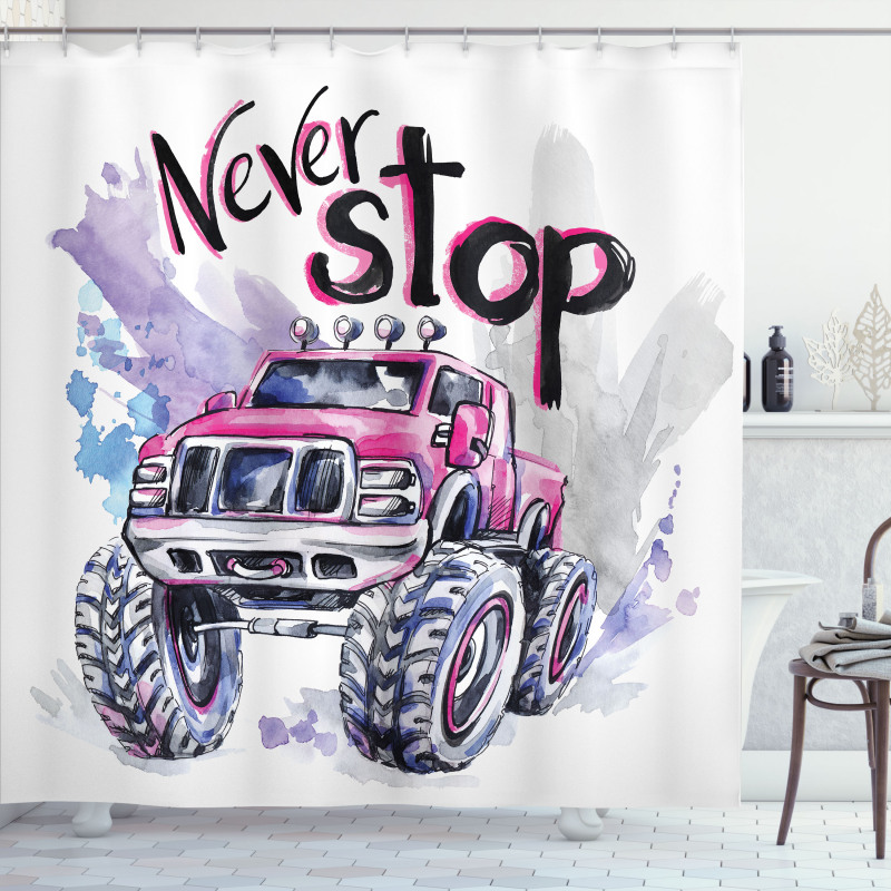 Never Stop Words Shower Curtain