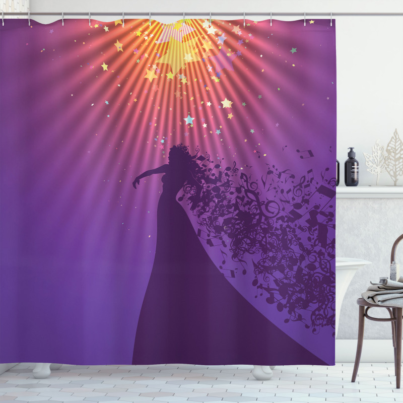 Opera Singer Musical Notes Shower Curtain