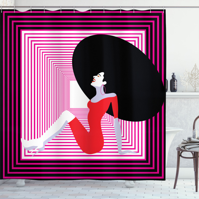 Pop Art Vintage Woman Shower Curtain