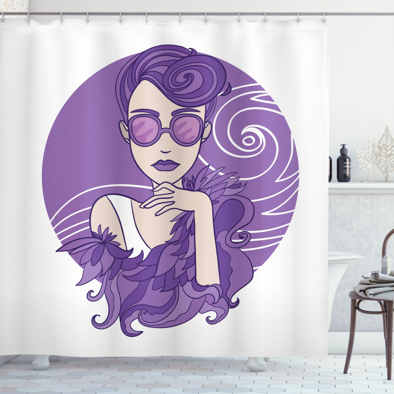 Glam Lady Grunge Hair Shower Curtain