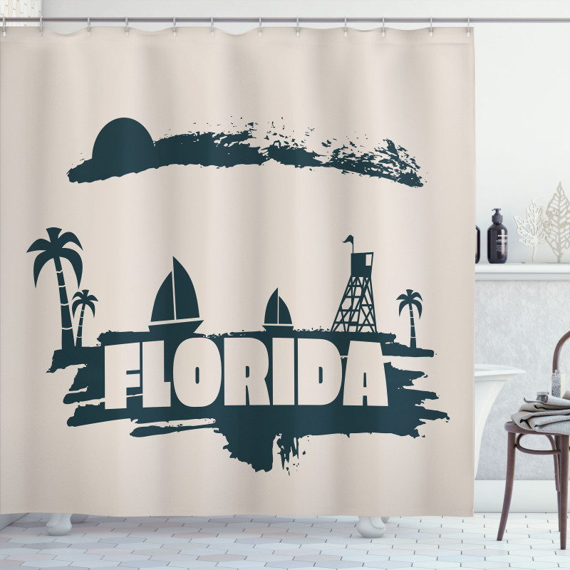 Vintage Seaside View Shower Curtain