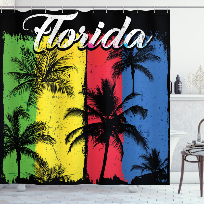 Grunge Palms Colorful Shower Curtain