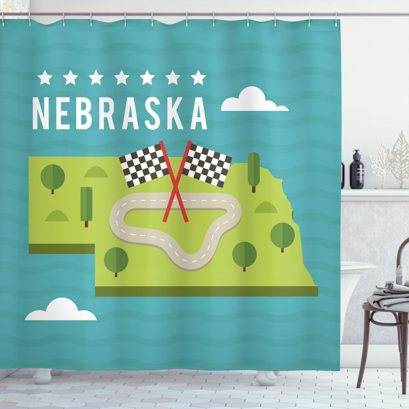 Map of Nebraska State Shower Curtain